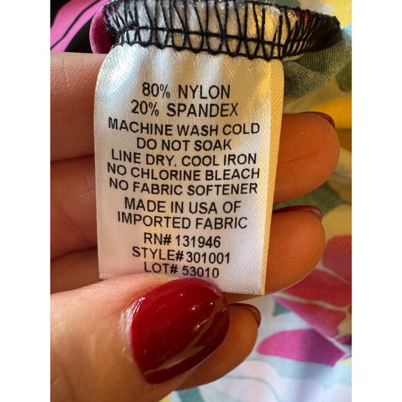 Jude Connally Shirt Women Large Green Purple Floral Jersey Macy Mock Neck Boho - Picture 10 of 10